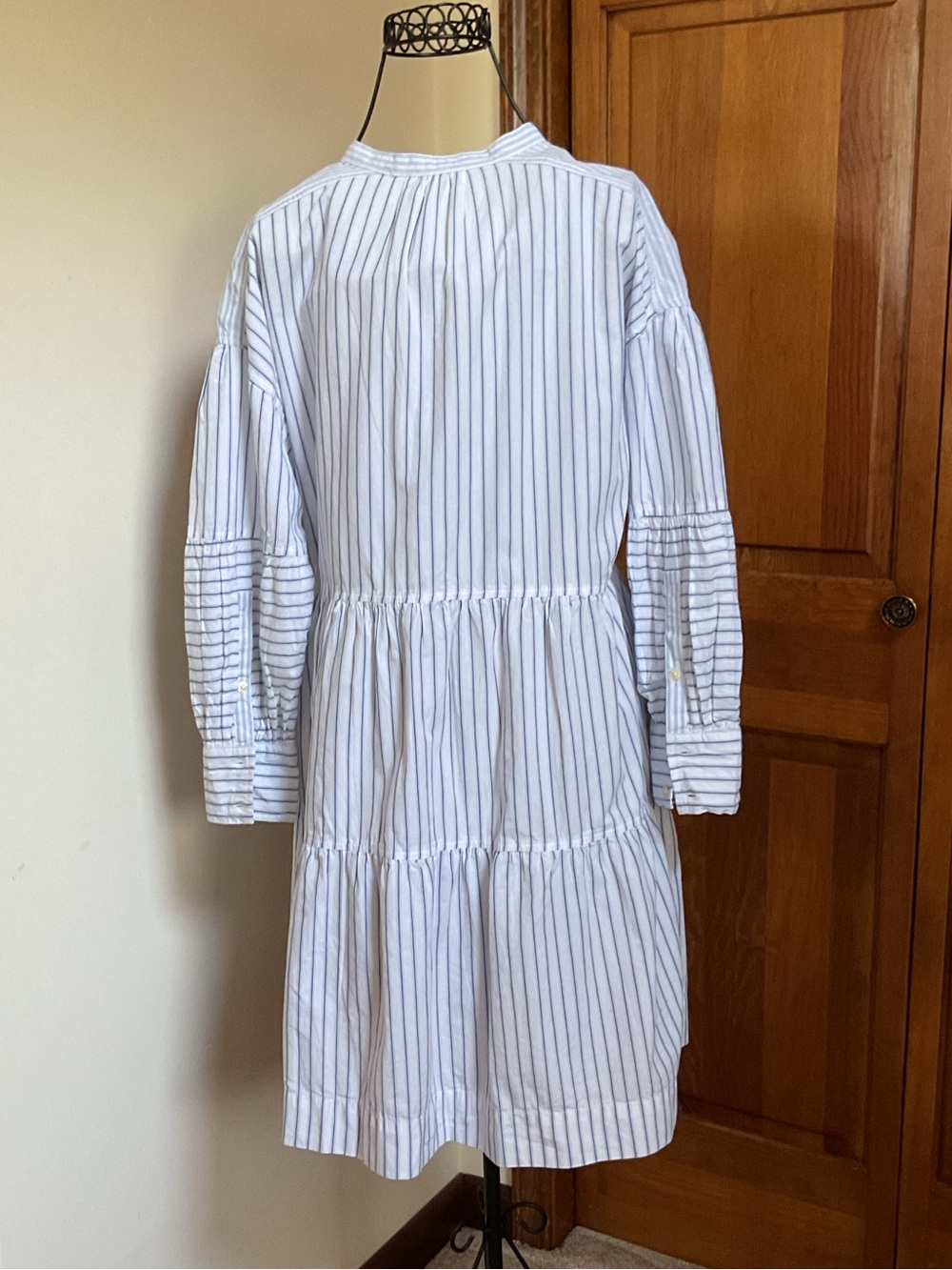 Free Assembly Striped Button-Front Tiered Shirt Dress in Light Blue and White - Picture 5 of 6